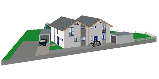 Ansicht von 2 Doppelhaush&auml;ften